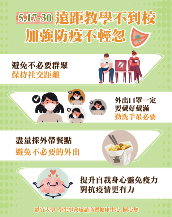 【防疫宣導】遠距教學不到校 加強防疫不輕忽圖片
